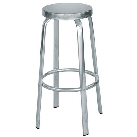 Tabouret De Bar En Aluminium Et Assise En Acier Dim H X P X