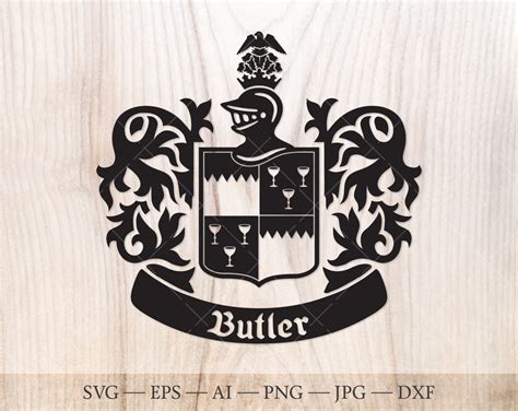 Butler Family Crest. Coat of Arms Svg. Heraldic Shield With Cups ...