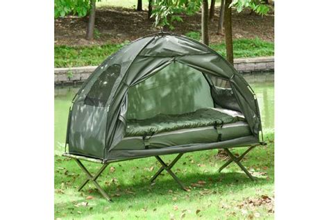 Outsunny 1 Person Foldable Camping Tent W Sleeping Bag Wowcher