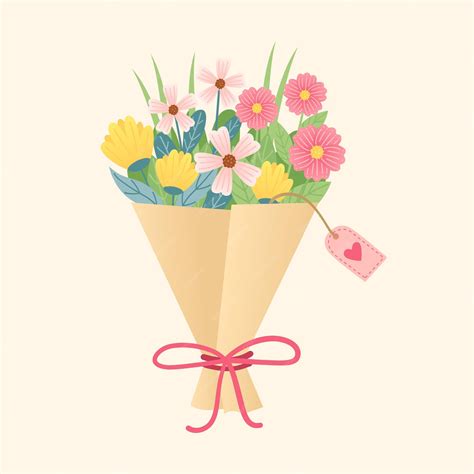 Premium Vector Flower Bouquet With Cute Spring Flowers Vector