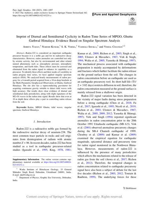 Imprint Of Diurnal And Semidiurnal Cyclicity In Radon Time Series Of