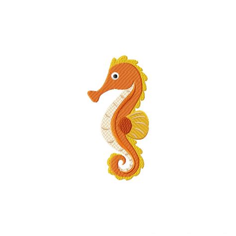 Cute Golden Seahorse Machine Embroidery Design Daily Embroidery