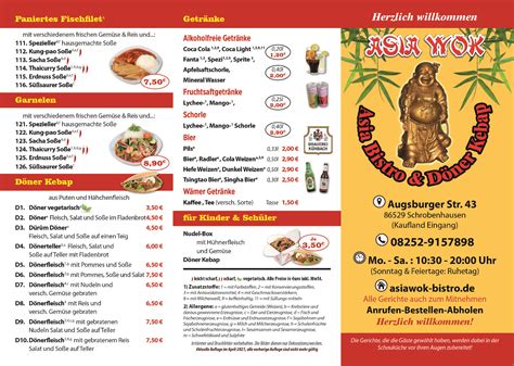 Speisekarte von Asia Bistro Döner Kebap restaurant Schrobenhausen