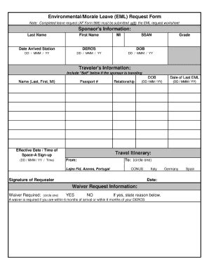 Fillable Online EML Request Form LajesFSS Fax Email Print PdfFiller