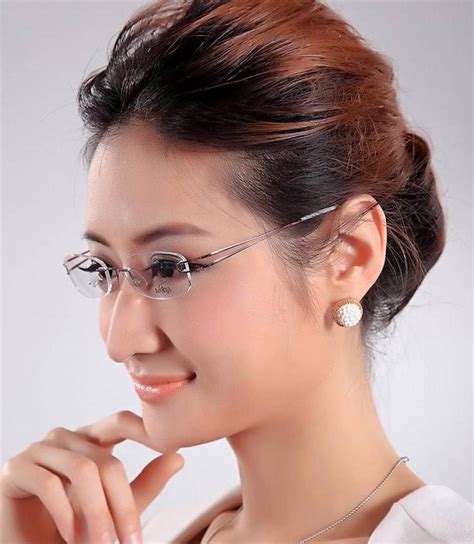 Womens Rimless Eyeglass Frames Titanium Flexible Optical Rx Able Spectacles New Ebay