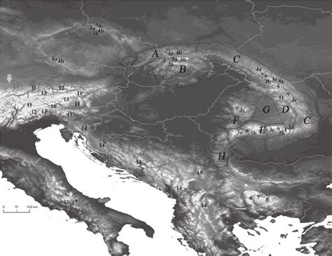 Map of the main divisions of the Carpathians [according to Wikipedia ...