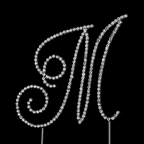 Renaissance Swarovski Crystal Wedding Cake Topper Silver Letter M