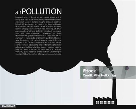 Air Pollution Grunge Background Template Industrial Chimney Smoke Cloud Template Toxic Co2