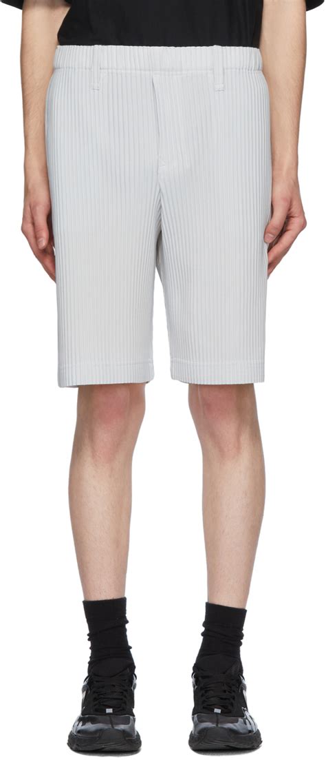 Homme Pliss Issey Miyake Grey Tailored Pleats Shorts Ssense Canada