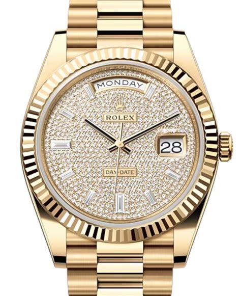 Rolex Day Date 40 President Yellow Gold Diamond Paved Dial 228238