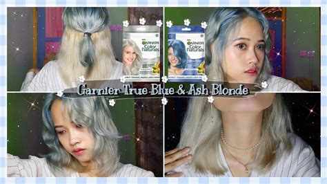 Split Peek A Boo Hair Color Blue And Blonde Garnier Ultra Color True Blue And Ash Blonde Triel엘