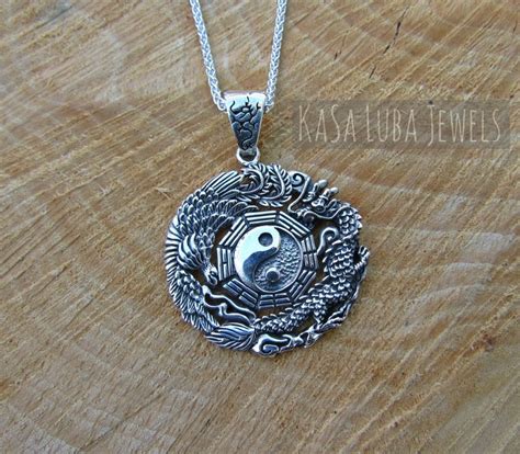 Silver Dragon Yin Yang Pendant Dragon Silver Pendant Silver Etsy