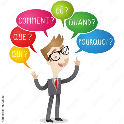 Businessman Qui Que Comment O Quand Pourquoi Stock Vector