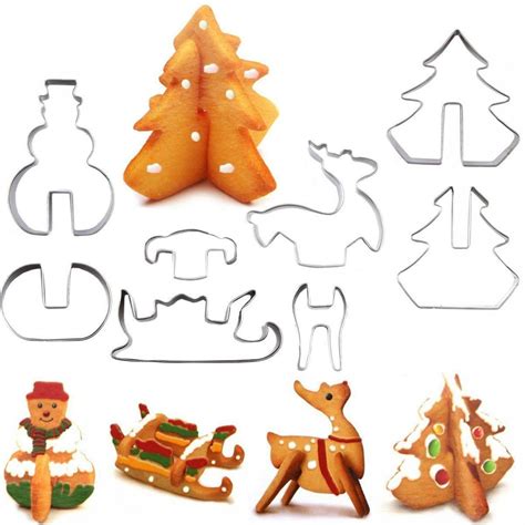 3d Christmas Cookie Cutters Set 8 Piece Cookie Cutters Etsy