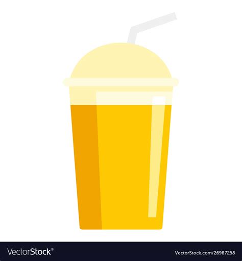 Juice Plastic Cup Icon Flat Style Royalty Free Vector Image