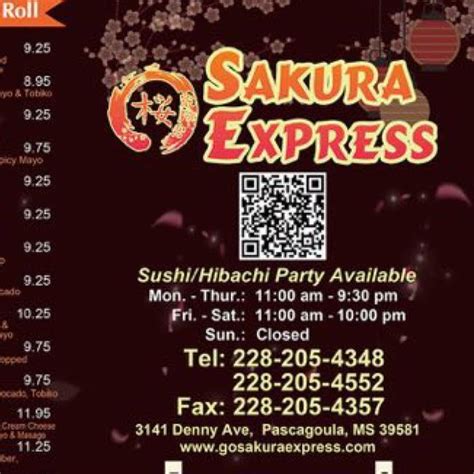 Menu At Sakura Express Restaurant Pascagoula