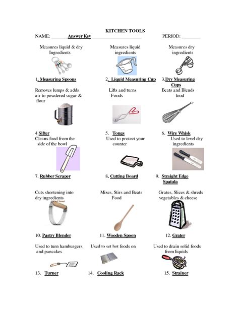 Tool Identification Worksheets