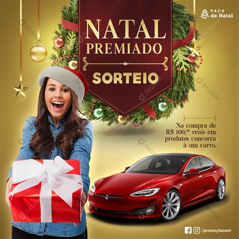 Sorteio De Natal Psd Social Media Post Editável Carro [download] Designi