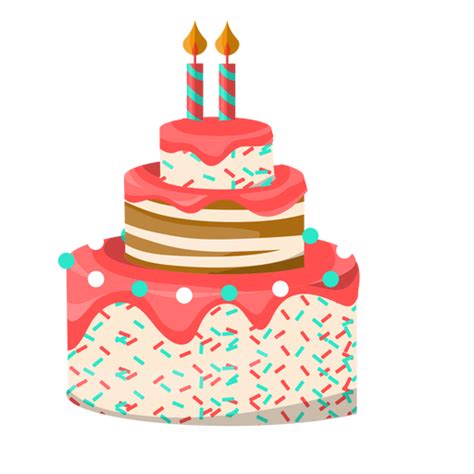 Two Candles Birthday Cake Illustration Transparent PNG SVG Vector File