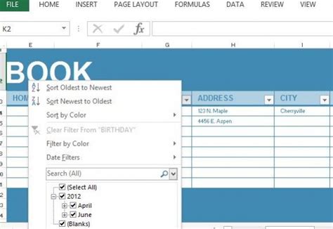 Address Book Maker Template For Excel