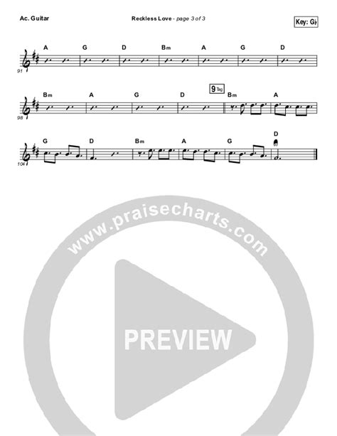 Reckless Love Acoustic Guitar Sheet Music Pdf Bethel Music Cory Asbury Praisecharts