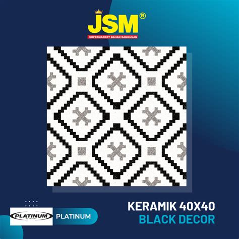 Jual Platinum Keramik Lantai Brighton Black Decor Matt X Shopee