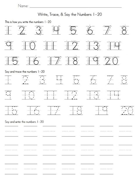 Trace Numbers 1 20 Kiddo Shelter Numbers Printable Worksheets