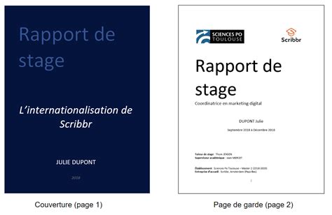 Couverture De Rapport De Stage