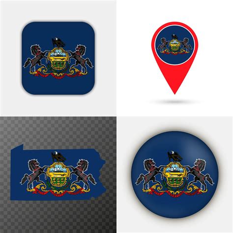 Set Of Pennsylvania State Flag Vector Illustration 15260384 Vector