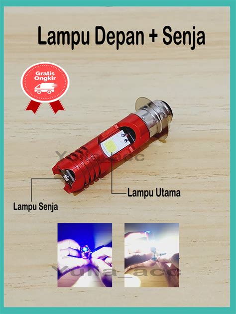 Lampu Depan Utama Motor LED H6 2 Sisi Cahaya Putih Putih Plus Senja