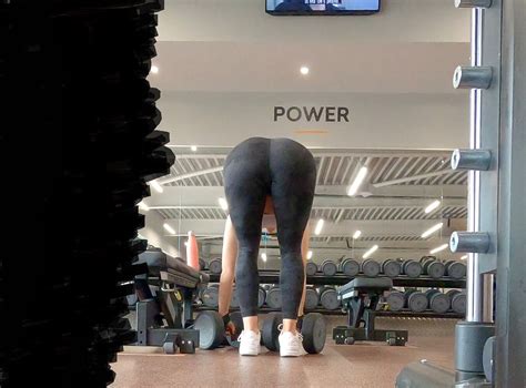 Preview Gym Brunette In Tight Black Camo Leggings Bending Over Spandex Leggings And Yoga