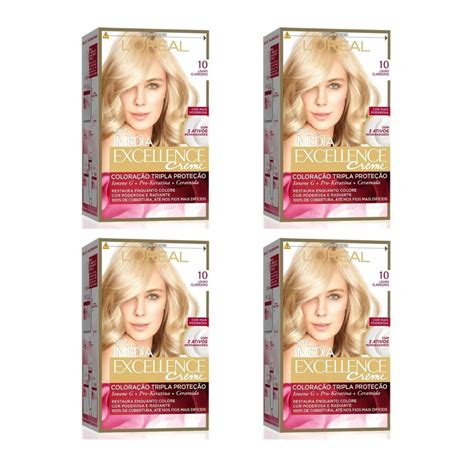 Kit 4 Tinta de Cabelo Imédia Excellence L oreal 10 Louro Claríssimo no