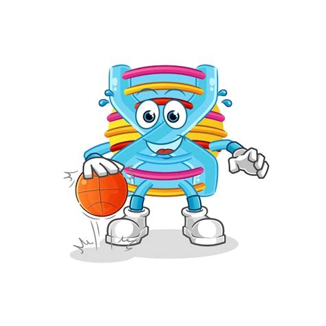 Personnage De Basket Ball Dribble D Adn Vecteur De Mascotte De Dessin