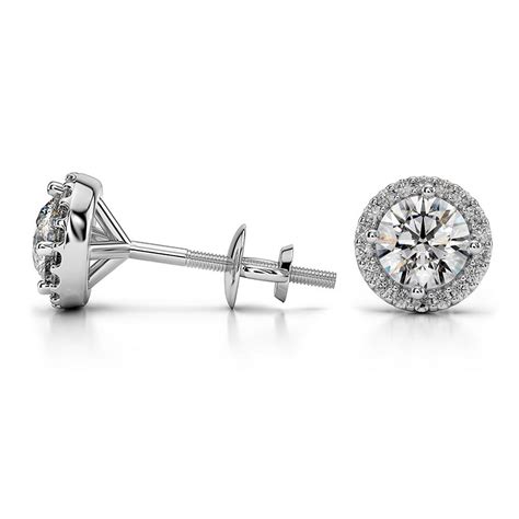 Ctw Moissanite Halo Stud Earrings In White Gold