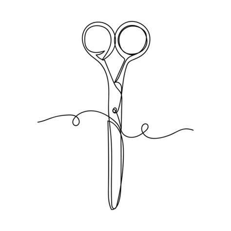 Continuous One Line Drawing Scissors Icon Silhouette White Background