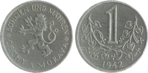 Böhmen und Mähren 1 Krone 1942 EF MA Shops