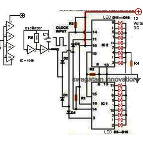 Led Chaser Circuit Diagram Led Chaser Using Ne