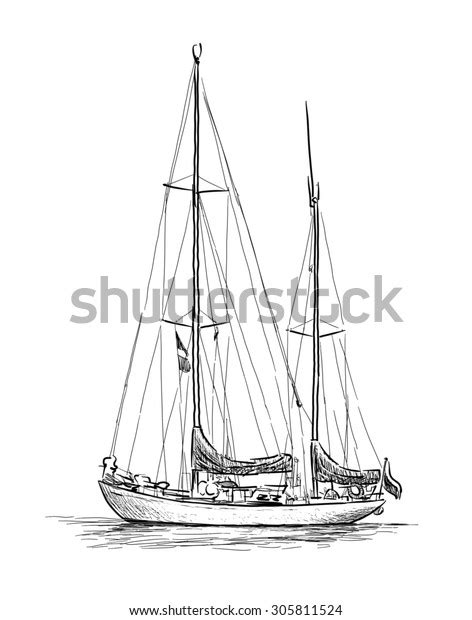 Sailing Boat Sketch Stock Illustration 305811524