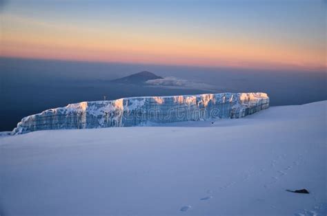 Sunrise on the Uhuru Peak Kilimanjaro in Tanzania. Glacier on the ...