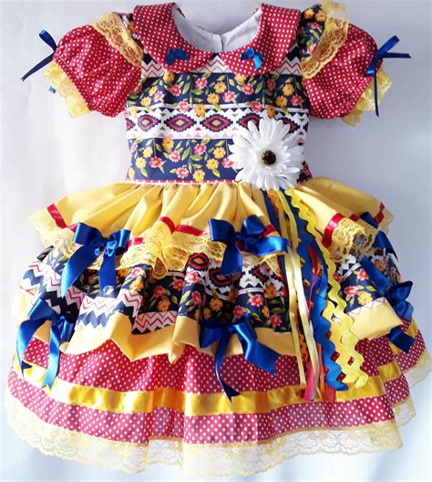 Vestido Caipira Infantil Luxo Festa Junina Elo