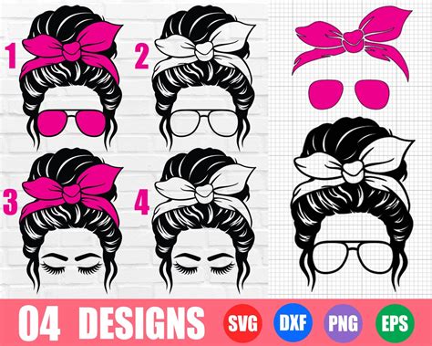 Messy Bun Svg Png Dxf Messy Bun Mom Svg Mom Bun Svg Girl With Lashes Svg Mom Life Svg Hair