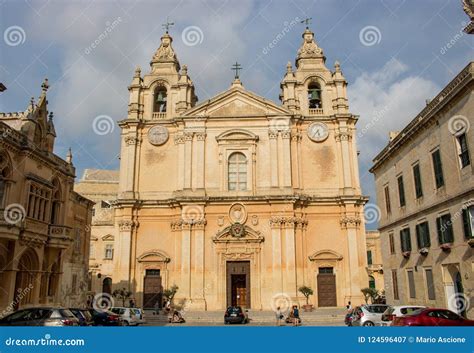 St. Paul`s Cathedral in Mdina. Editorial Photography - Image of dome, city: 124596407