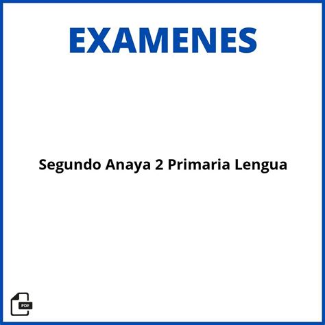 Segundo Anaya Primaria Lengua Evaluaciones