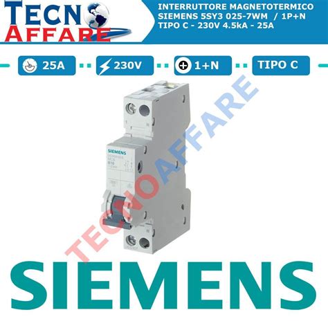 Interruttore Magnetotermico C N A Siemens Sy Wm Della