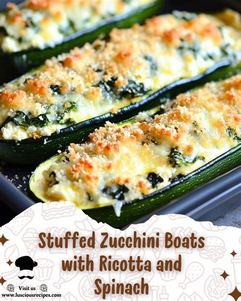 Yummy Food Stuffed Zucchini Boats With Ricotta And Spinach Facebook