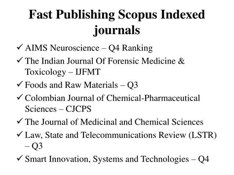 PPT Fast Publishing Scopus Indexed Journals At Low Cost PowerPoint