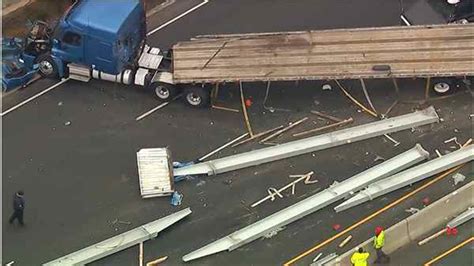 Steel Falls From Flatbed Truck In Crash On Route 17 In Paramus Abc7