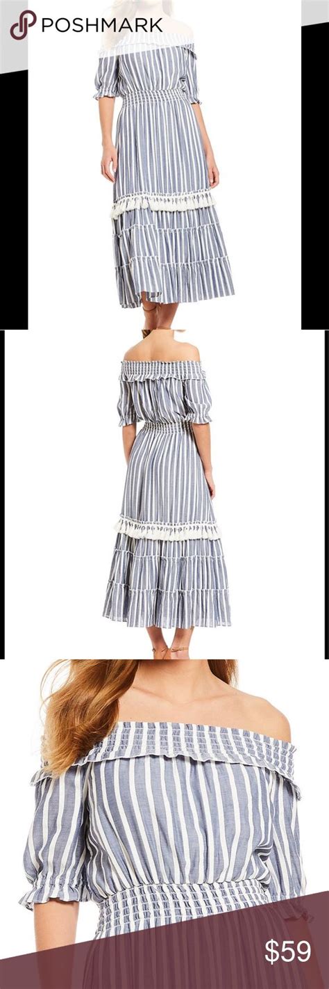 Gianni Bini Striped Smocked Off The Shoulder Dress Clothes Design