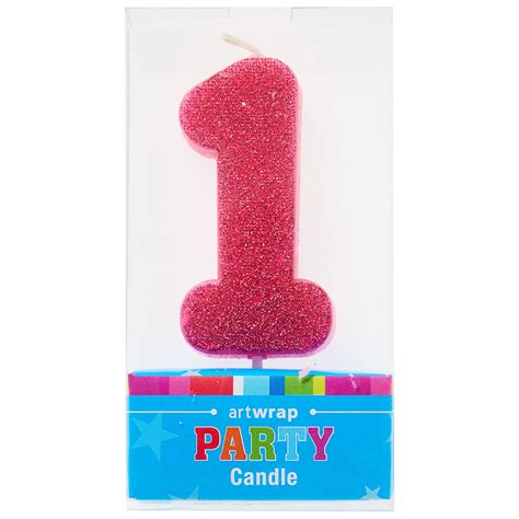 Artwrap Number 1 Glitter Candle - Pink | The Reject Shop