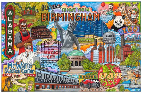 Birmingham Alabama Postcards Pack Of 50 Signed By Artist Etsy